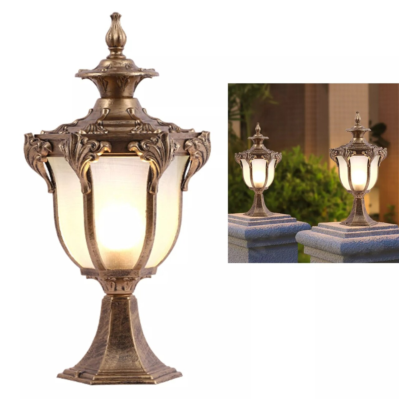 Vintage Pillar Light Garden Waterproof Outdoor Column Lamp Yard Post Lamp Bronze